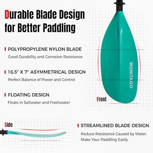Adjustable Fiberglass Shaft Nylon Blade Kayak Paddle E3665
