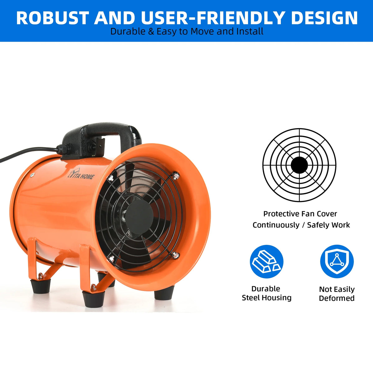8" Utility Blower Extractor Fan with 16ft Duct Hose Y604