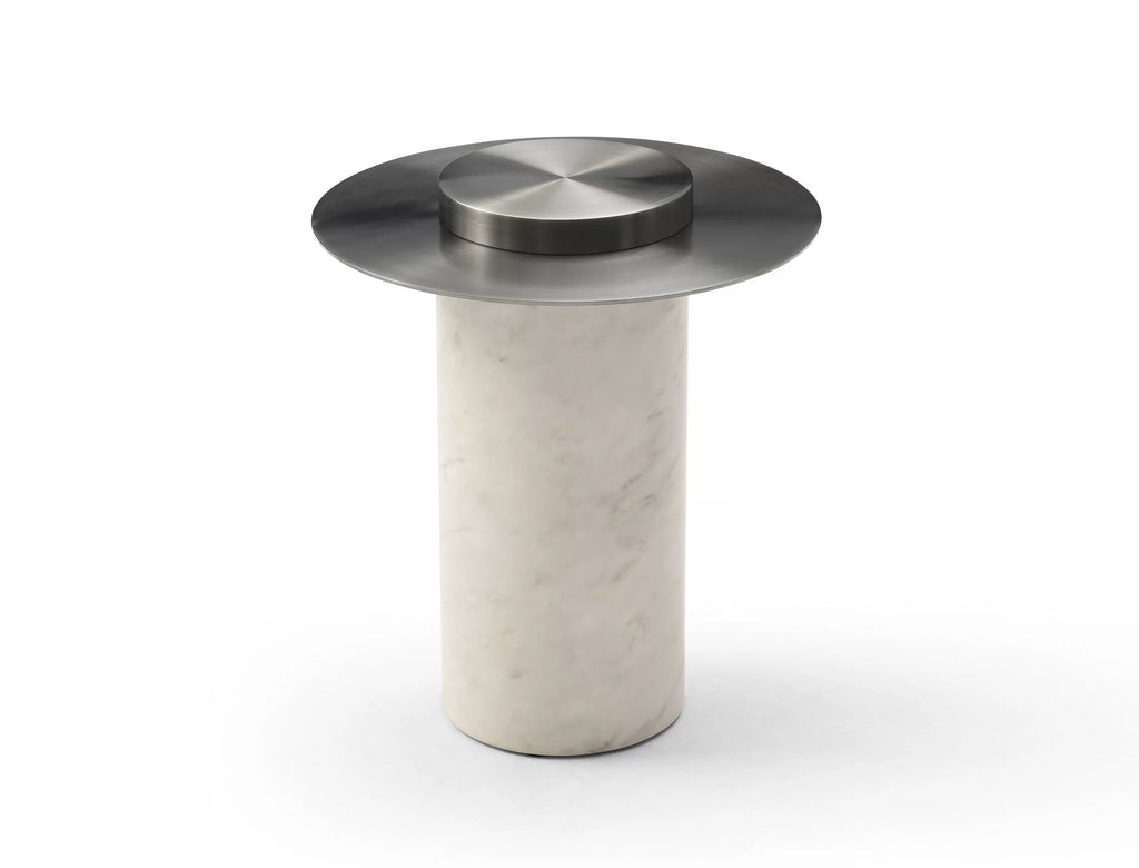 Side Table with Stainless-Steel Top and Wood Base A284998