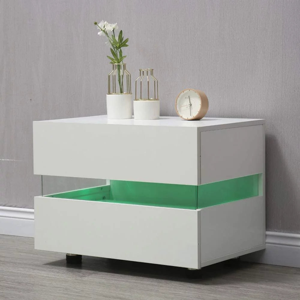 White High Gloss 2 Drawer Nightstand H4231
