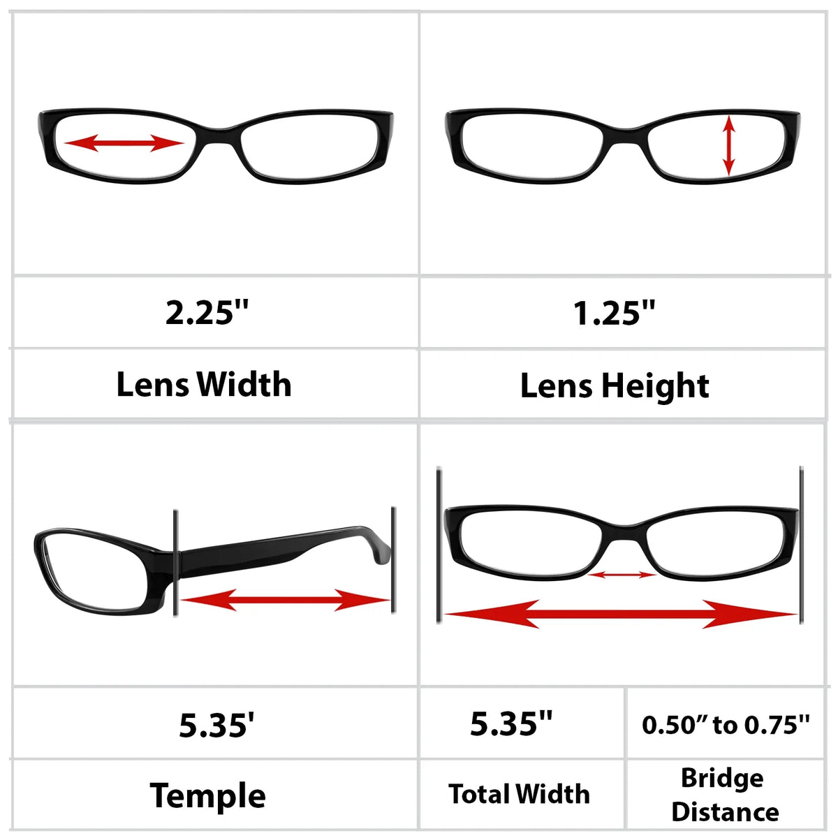 4 Pack Reading Glasses Black Tortoise Red Blue P7517