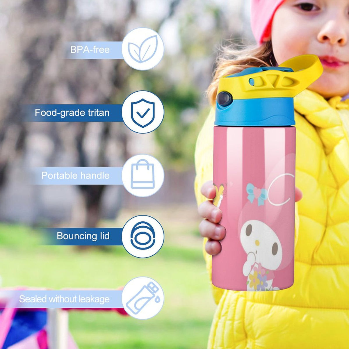 Stainless Steel Vacuum Insulated Water Bottle With Straw C302
