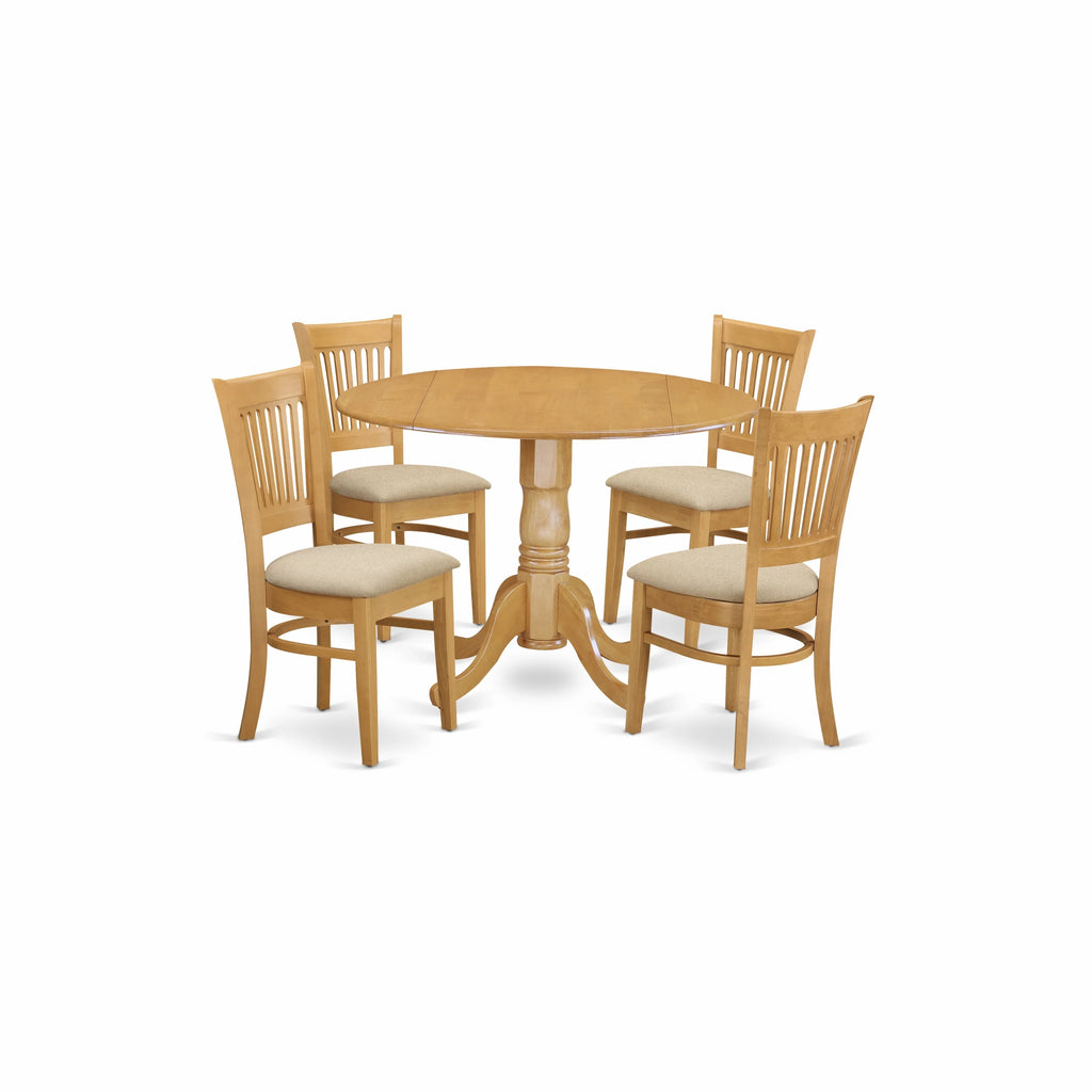 5 Piece Round Wooden Dining Table Set with Microfiber Seat D14276