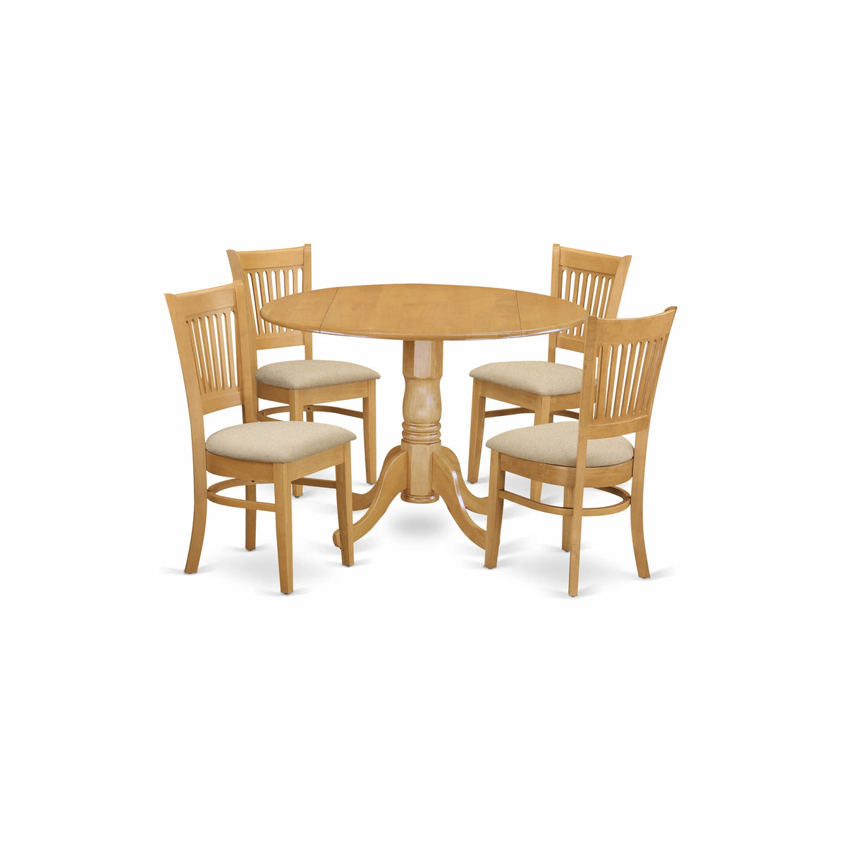 5 Piece Round Wooden Dining Table Set with Microfiber Seat D14276