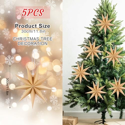 12 Inches 5 PCS Natural Paper Star Lanterns J3729