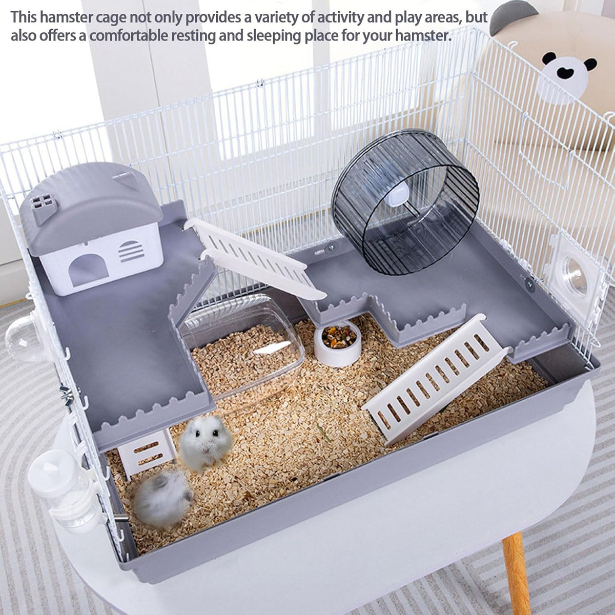 Large 3-Levels Grey Hamster Cage with Accessories J550