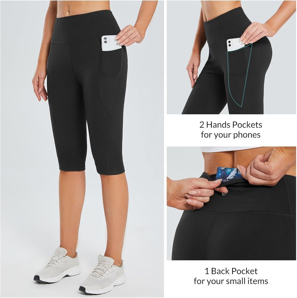 Women's Capris with Pockets High Waisted Stretch Yoga Capri Leggings R989