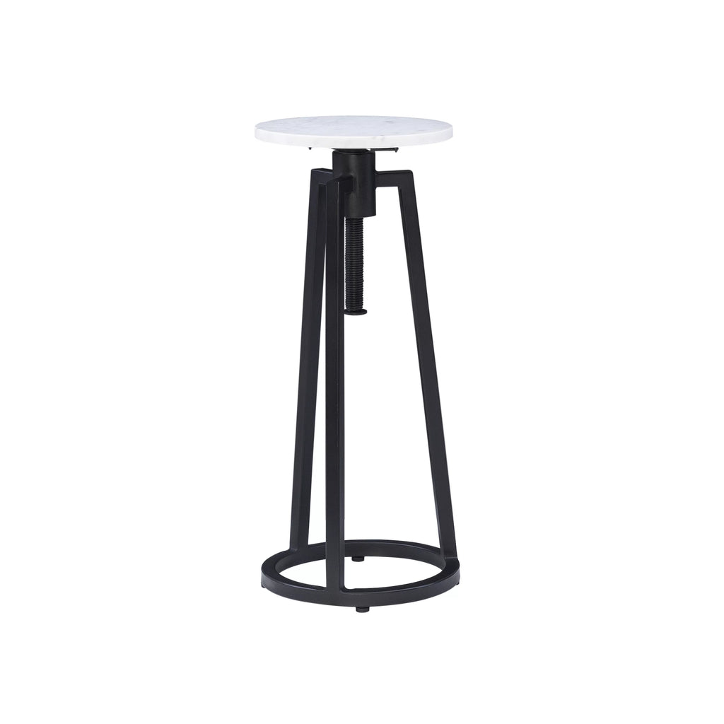 Black/White Marble Round Adjustable Height Drink Table C483690