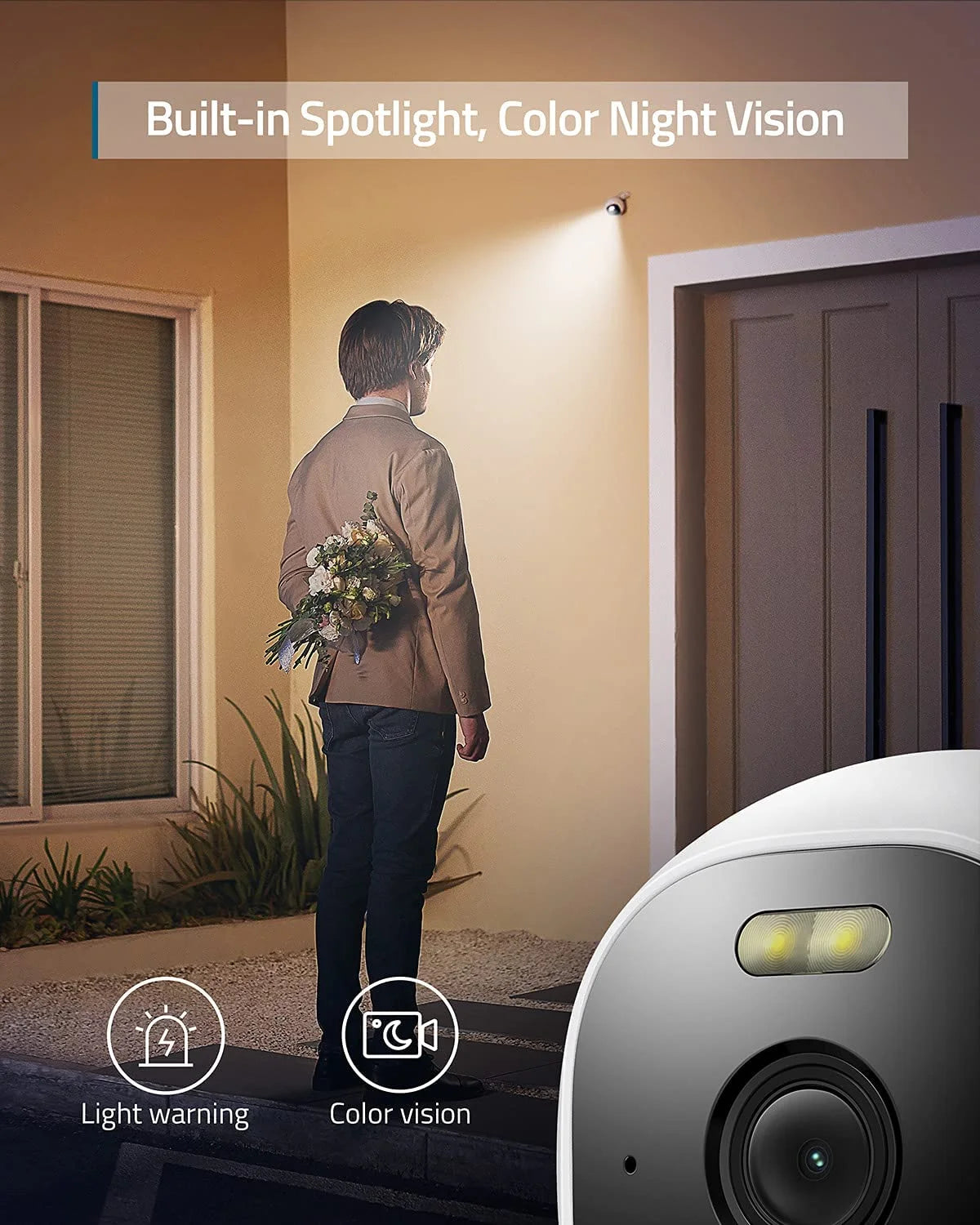 2K Wired Outdoor Surveillance Camera with Spotlight J656