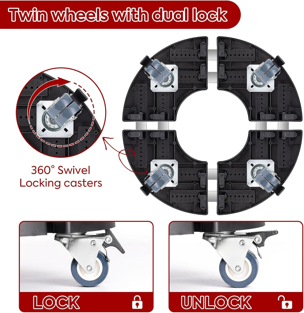 Plant Caddy with Wheels Heavy Duty, 550LBS Adjustable 15.7in-22in Large Plant Stand with Dual Lockable Casters M865