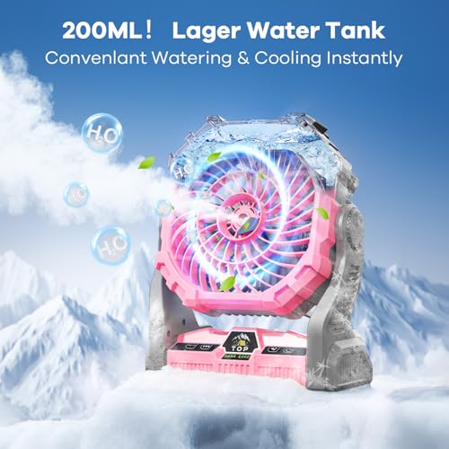 30000 mAh Rechargeable Portable Misting Fan with RGB Lantern Y336563