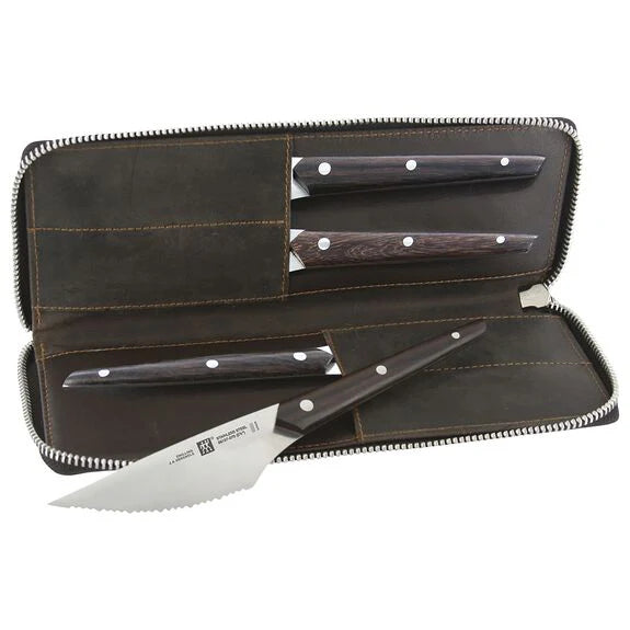 4pc Steak Knife Set with Leather Travel Case E3317
