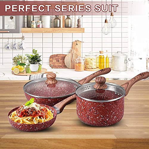 5 Piece Nonstick Cookware Set with Saucepan and Frying Pans X202955