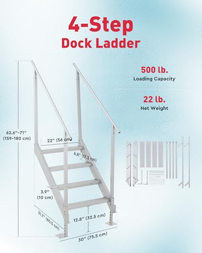 4 Step Aluminum Dock Ladder with Wide Step A30042