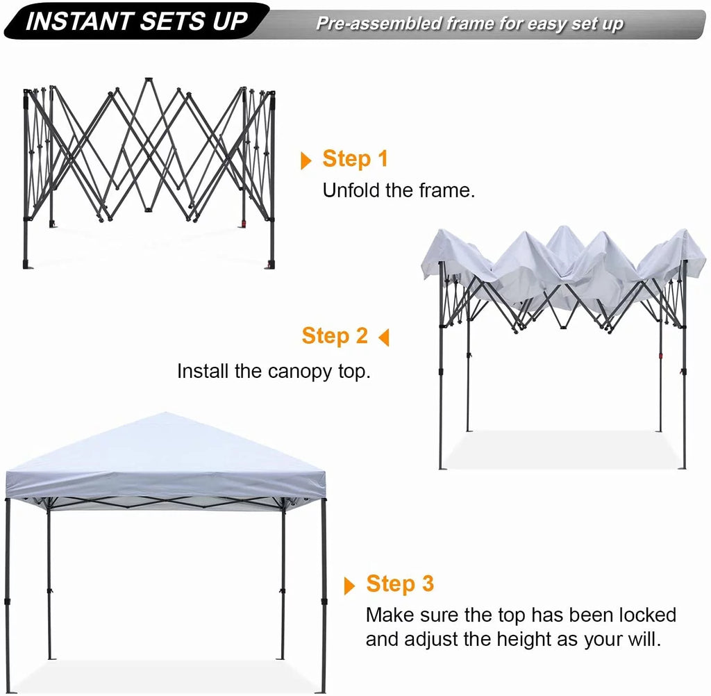 10' x 10' White Pop up Canopy Tent A876110