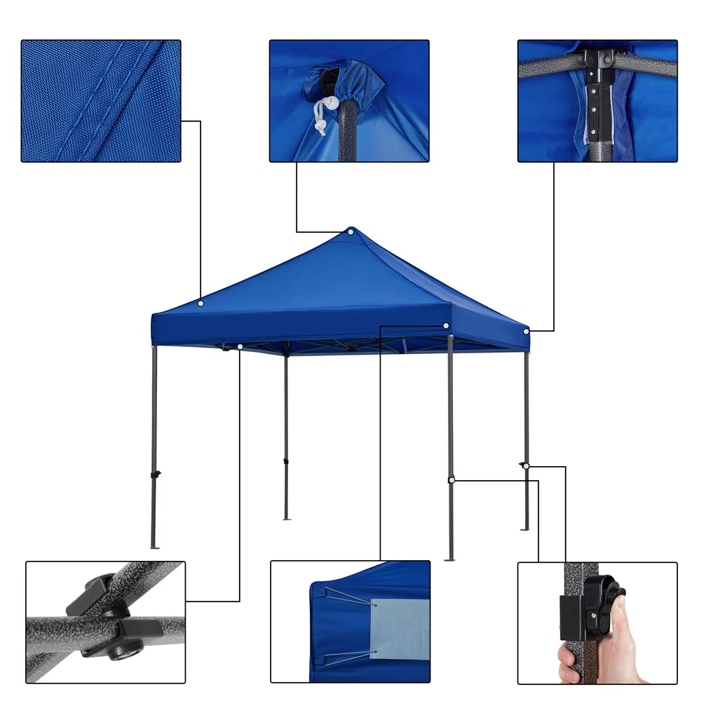 Adjustable 10' x 10' Pop-up Canopy with Wheeled Carry Bag, Blue O3361