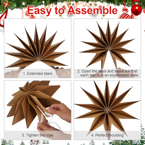 12 Inches 5 PCS Natural Paper Star Lanterns J3729
