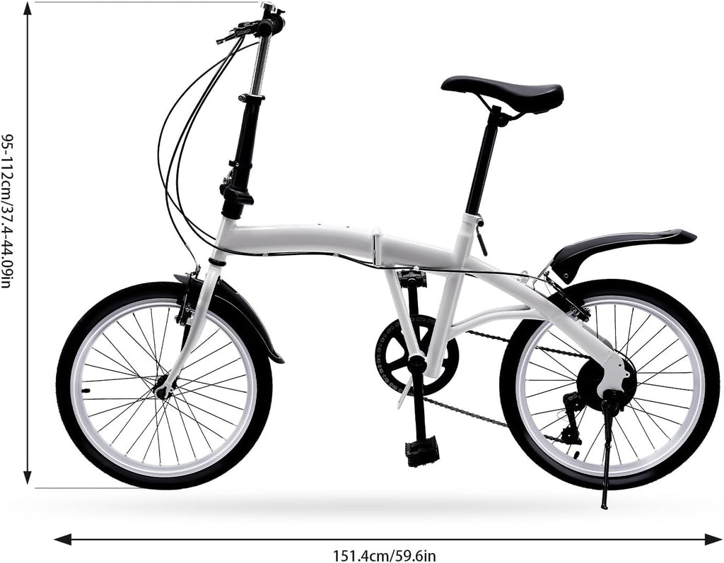 20" White Folding Bicycle with 7 Speed Shifter O10381