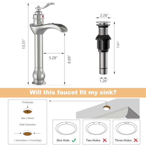 Brushed Nickel Single-Handle Vessel Sink Faucet D415986