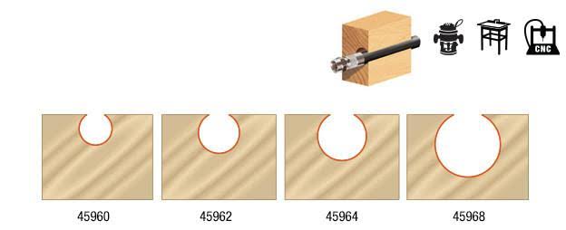4-pc Carbide Tipped Ball End Router Bit Set 1/2 inch Shank R825