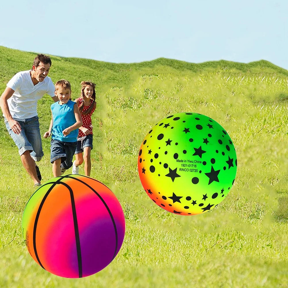 3 Pcs 16 CM Rainbow Balls Elastic PVC Beach Play Ball Children Toy T9756