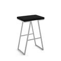 Black/Silver Gray PVC and Metal Counter Stool L20188