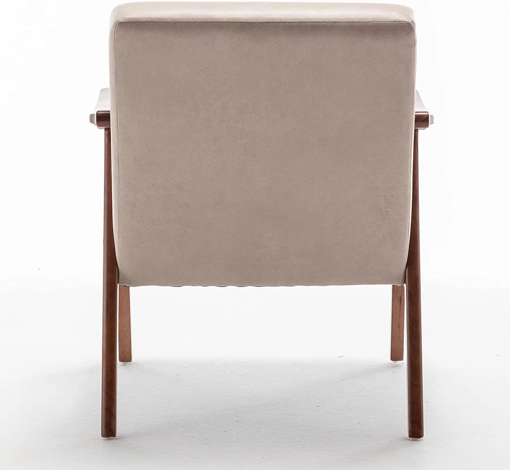 Light Camel Microfiber Accent Chair with Solid Wood Frame Q918