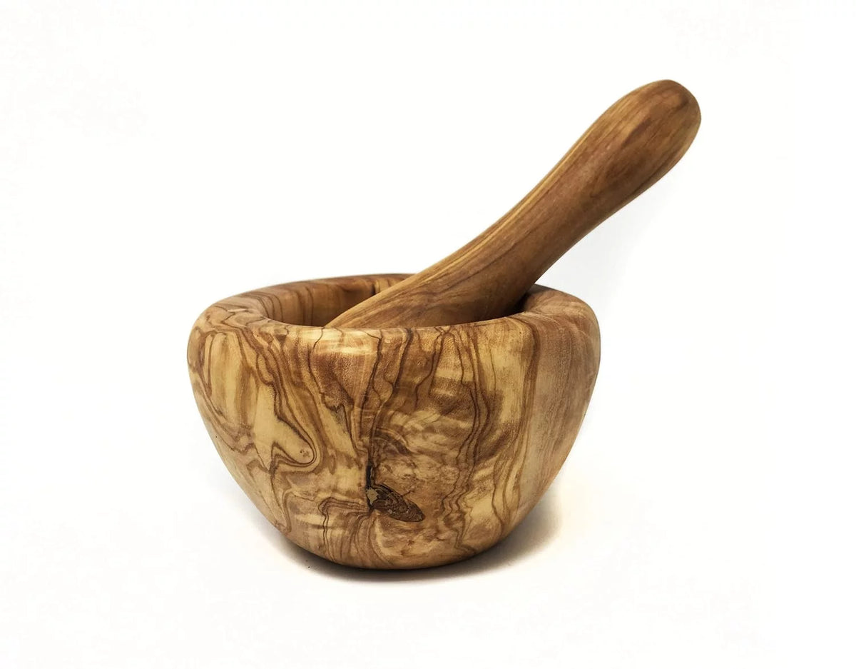 Olive Wood Mortar And Pestle Set W714