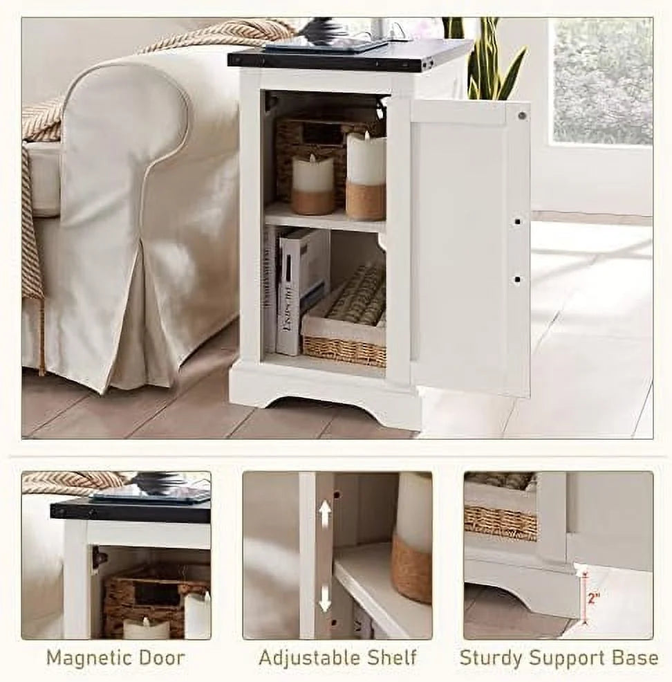 Black Rectangular Wood Nightstand with Charging Station H806