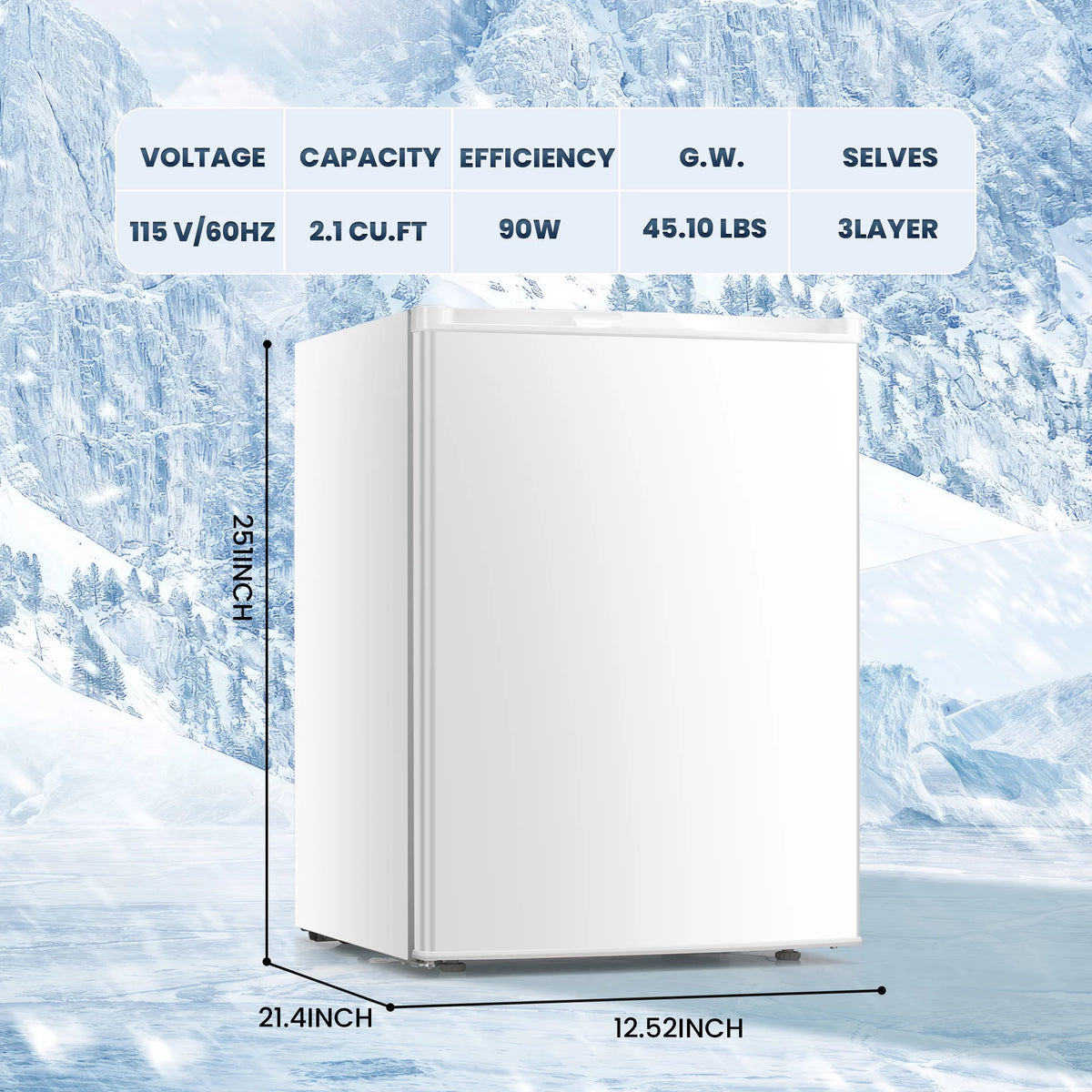 3.0 Cu.ft Compact Upright Freezer with Reversible Door V3215