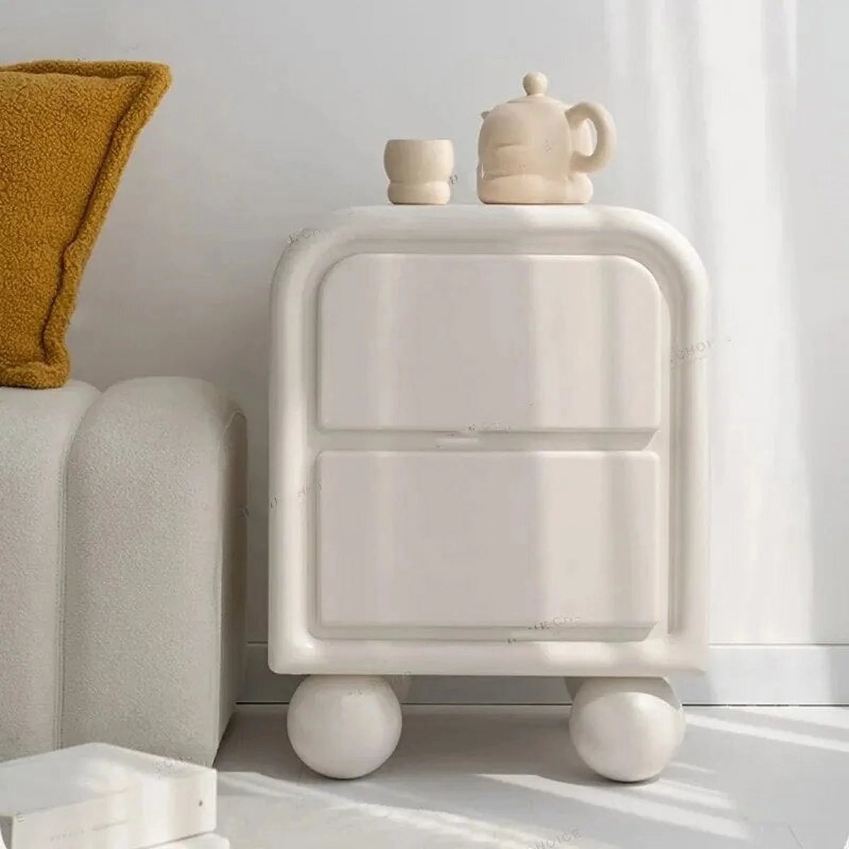 White Wooden 2 Drawer Nightstand B48582