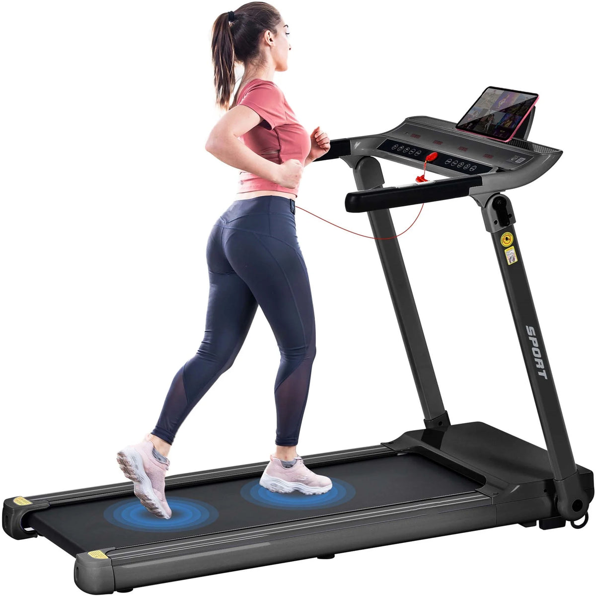 3.5HP Folding Incline Treadmill with 330lb Capacity Black S972