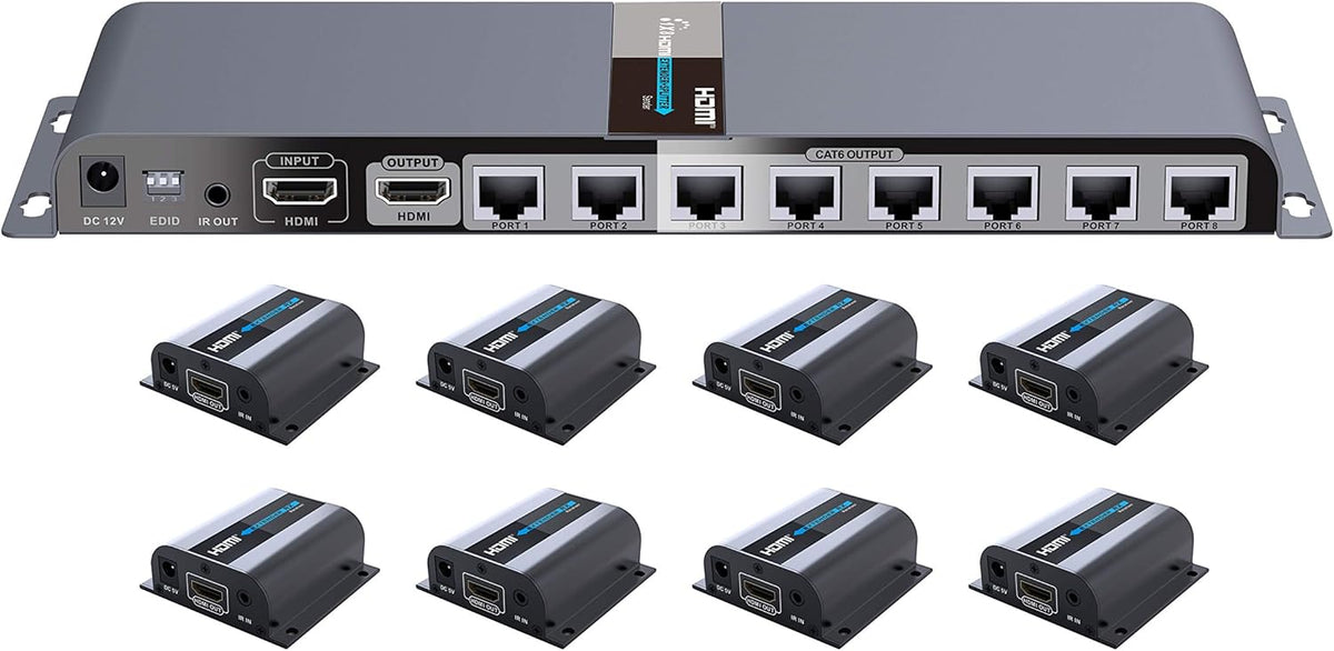 1080P 1x4 HDMI Splitter Over Cat6 Extender with IR F294