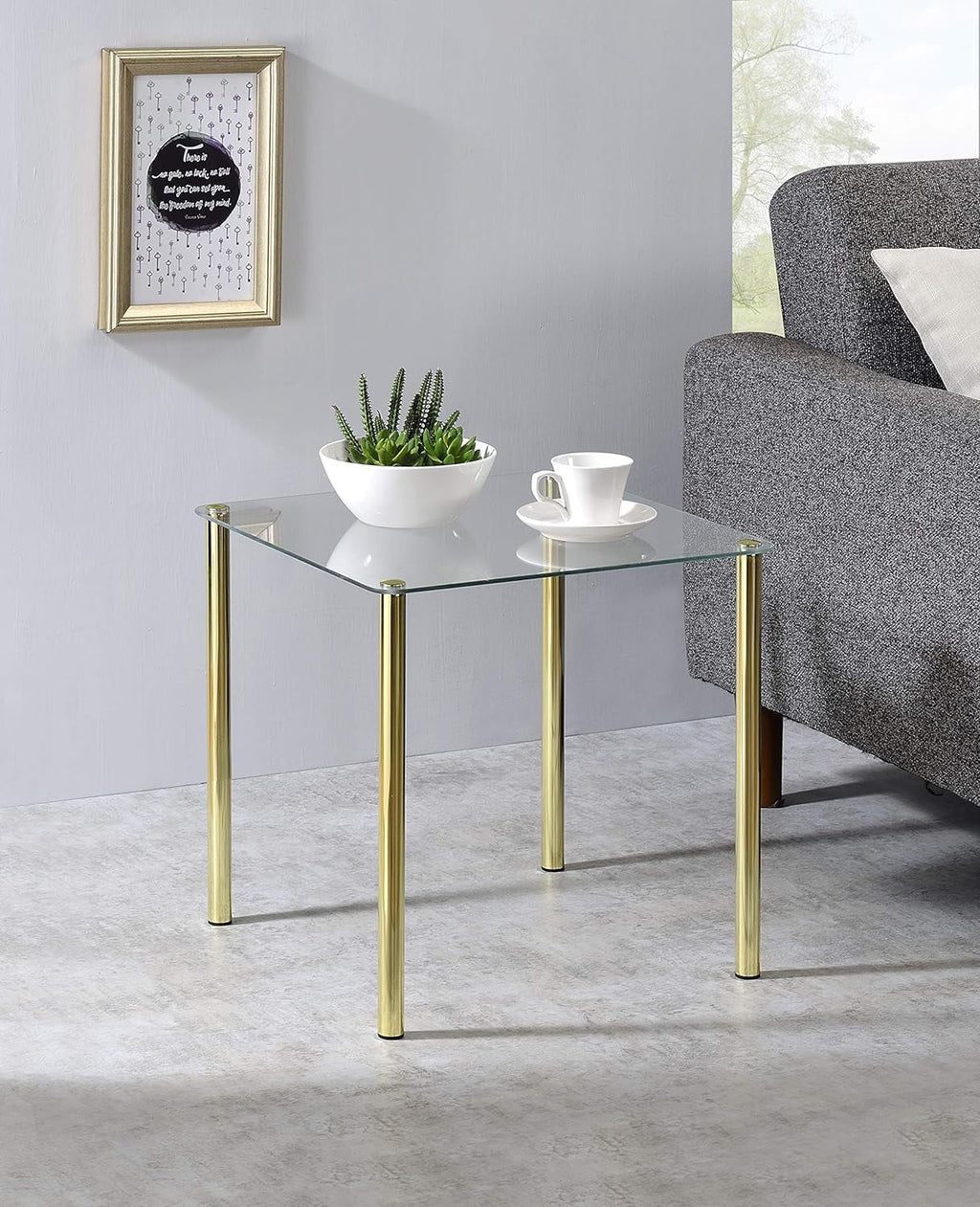Square Metal Glass Side Table K122633