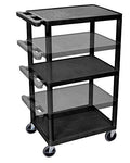 3 Shelves A/V Utility Cart with Electric - Black T587
