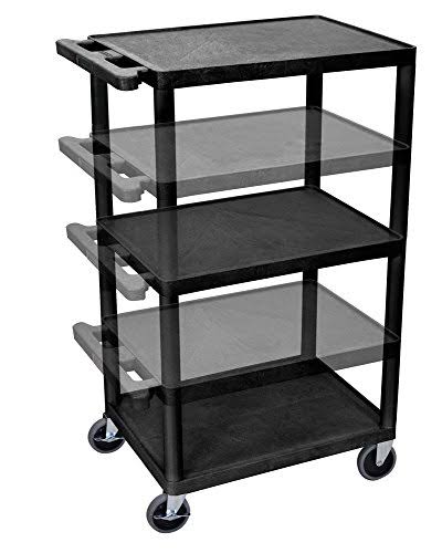 3 Shelves A/V Utility Cart with Electric - Black T587