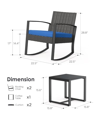 3 Piece Wicker Patio Furniture Set with Table & Cushions Y135