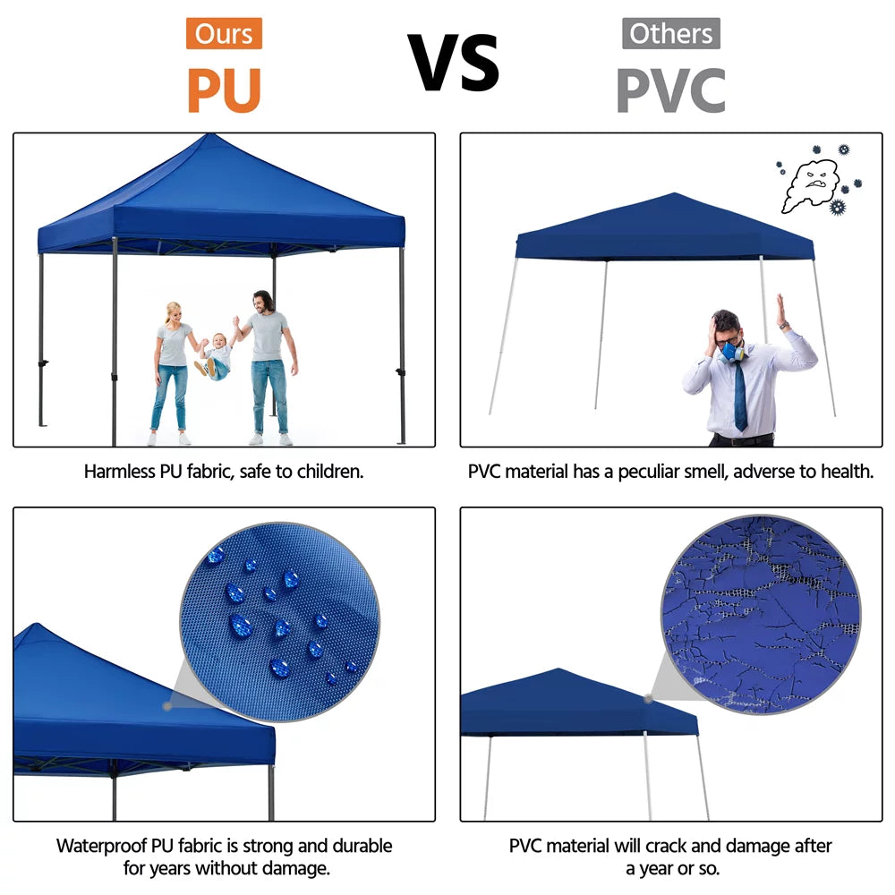 Adjustable 10' x 10' Pop-up Canopy with Wheeled Carry Bag, Blue O3361