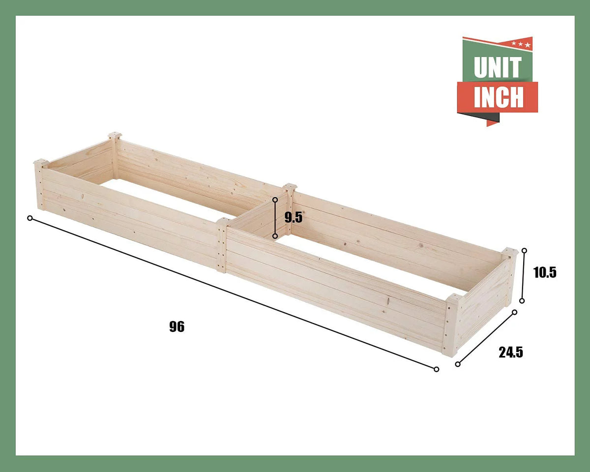 96 x 24.5 x 10 Inch Wood Raised Garden Bed R77785