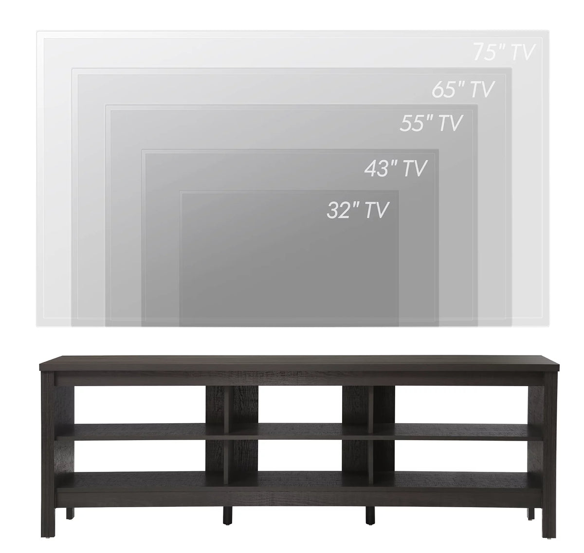Black TV Stand with 6 Storage H53409