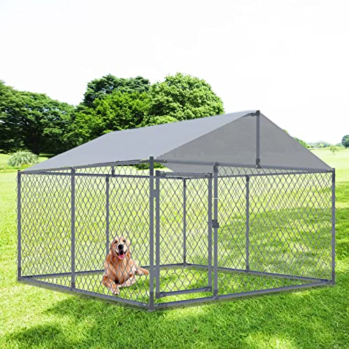 Large Heavy Duty Outdoor Dog Kennel with Water-Resistant Cover W6733