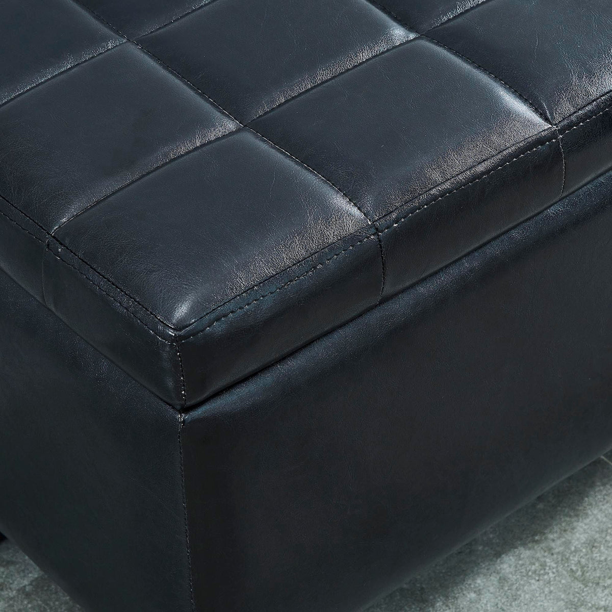 Black Rectangular Storage Ottoman Y458