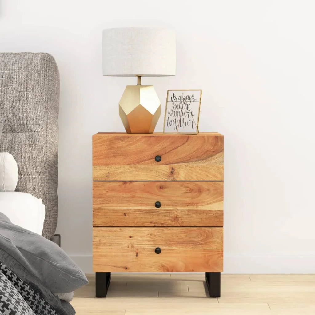 Solid Wood Acacia Bedside Cabinet E1278