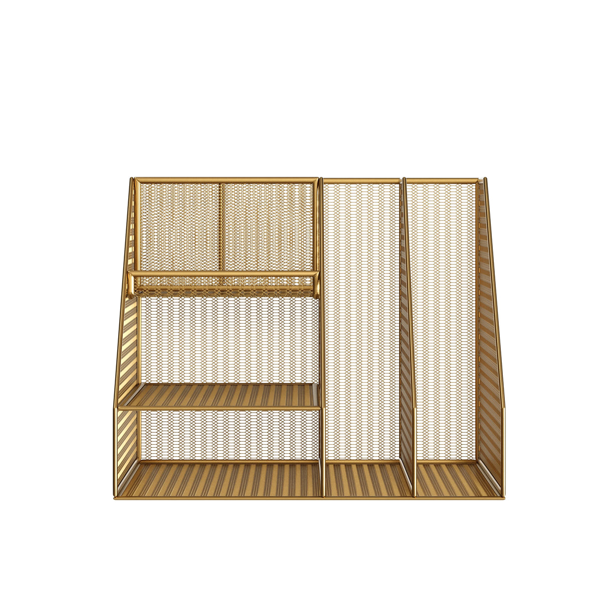 Gold Mesh Metal Desktop Organizer with Magazine File Holder N5054