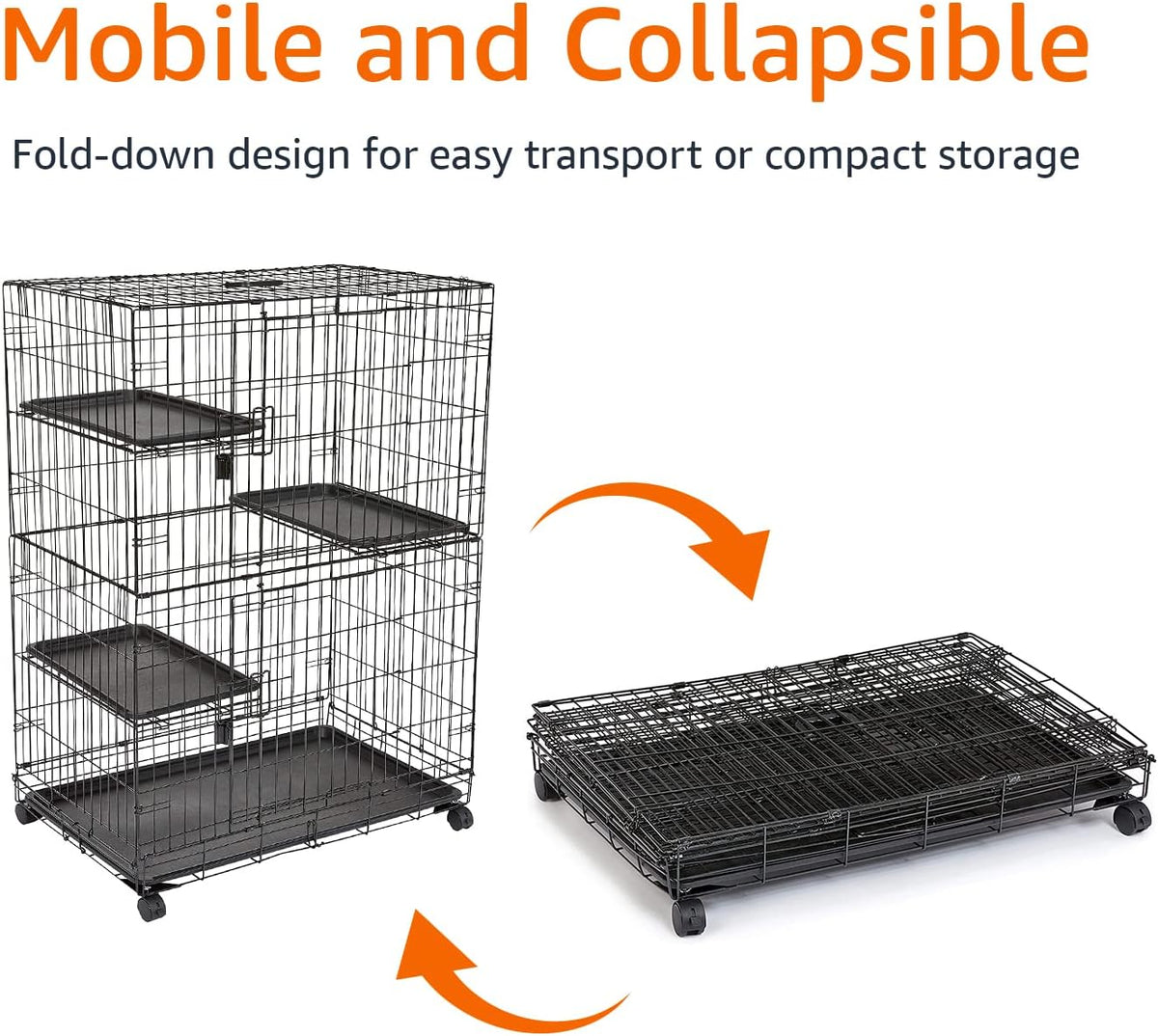 Large 3-Tier Cat Playpen Cage Crate Kennel, Black Z303