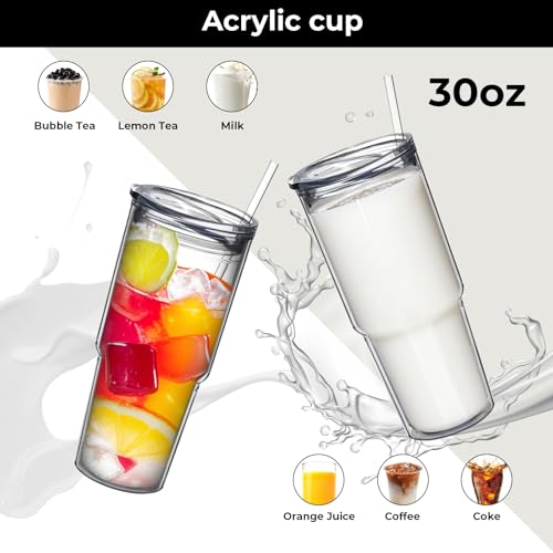 30oz 2 pcs Double Wall Acrylic Insulated Tumblers with Lid and Straw I6906