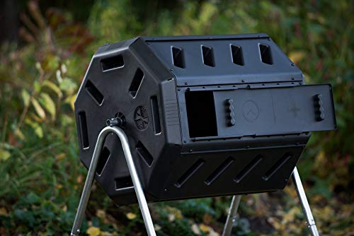 Black 37 Gallon Dual Chamber Tumbling Composter R9015