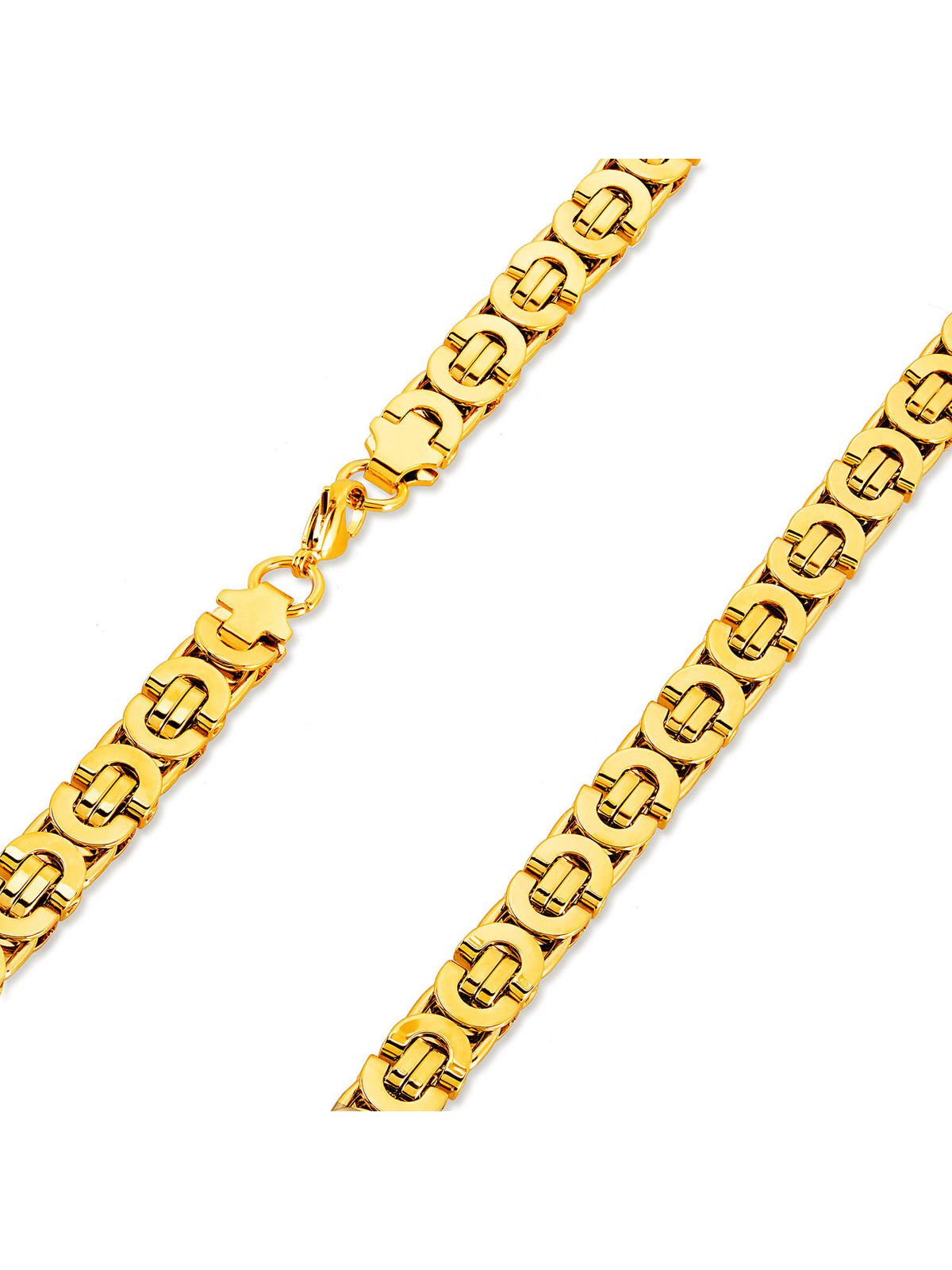 Gold Plated Stainless Steel Flat Byzantine Chain Necklace J91449