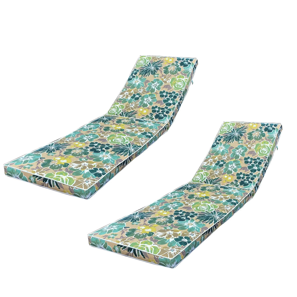 Blue flower Outdoor Lounge Chair Cushion Set of 2 T21593