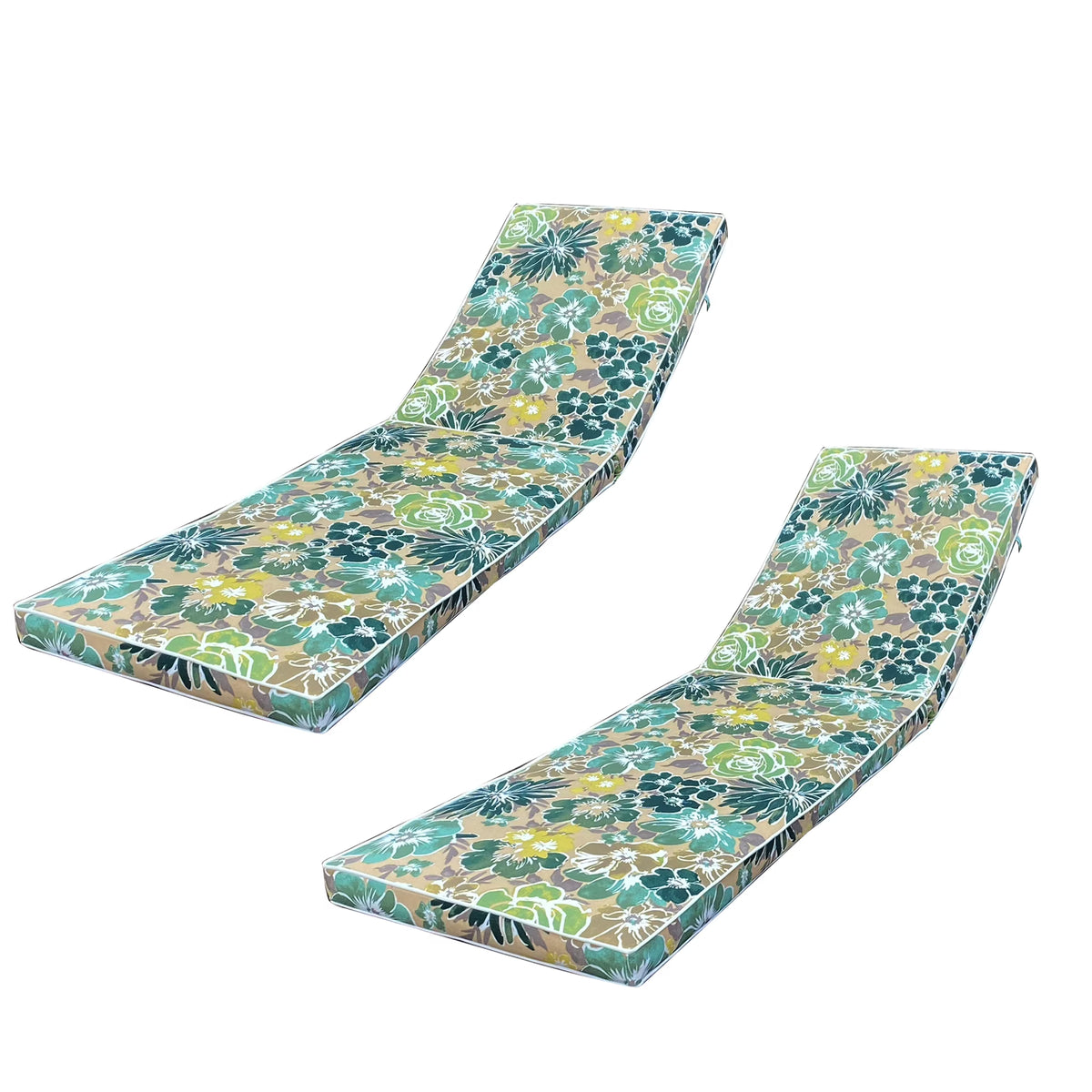 Blue flower Outdoor Lounge Chair Cushion Set of 2 T21593